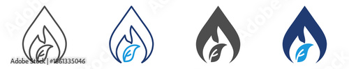natural gas icon set multiple style