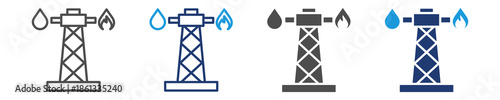 oil and gas industry icon set multiple style