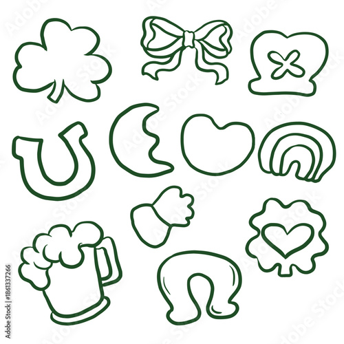 Hand drawn lucky charm vector line art
