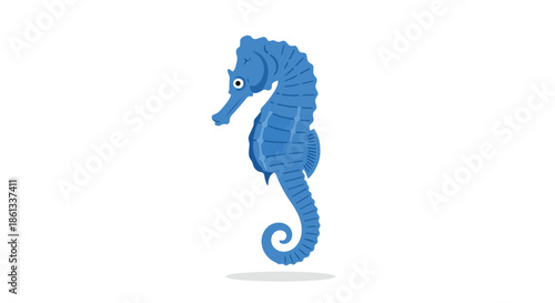 Stylized blue seahorse vector graphic capturing ocean wonder and underwater charm for digital designs perfect for web and print media