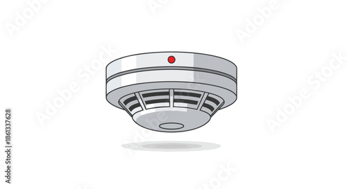 Modern smoke detector illustration: a vital home safety device with a red indicator, signaling early fire detection and essential residential