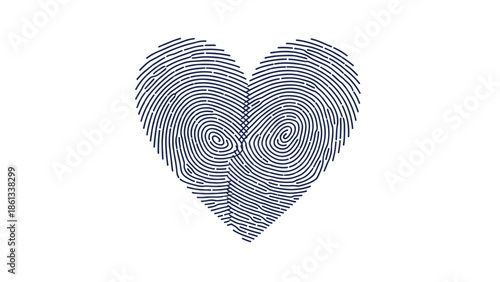 Unique heart shaped fingerprint illustration for love and identity concepts, Generative AI.