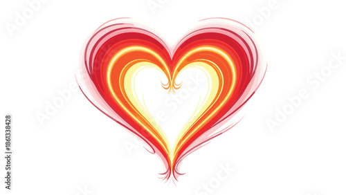 Vibrant heart symbol with swirling red and yellow gradient lines, Generative AI.