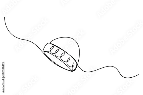 Continuous one line drawing of beanie hat for winter warm concept
