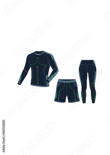 Smart Fabric Sportswear Silhouette for Haptic Fitness Tracking and Future Athletics Wearable Technology Performance Recovery Concept Vector