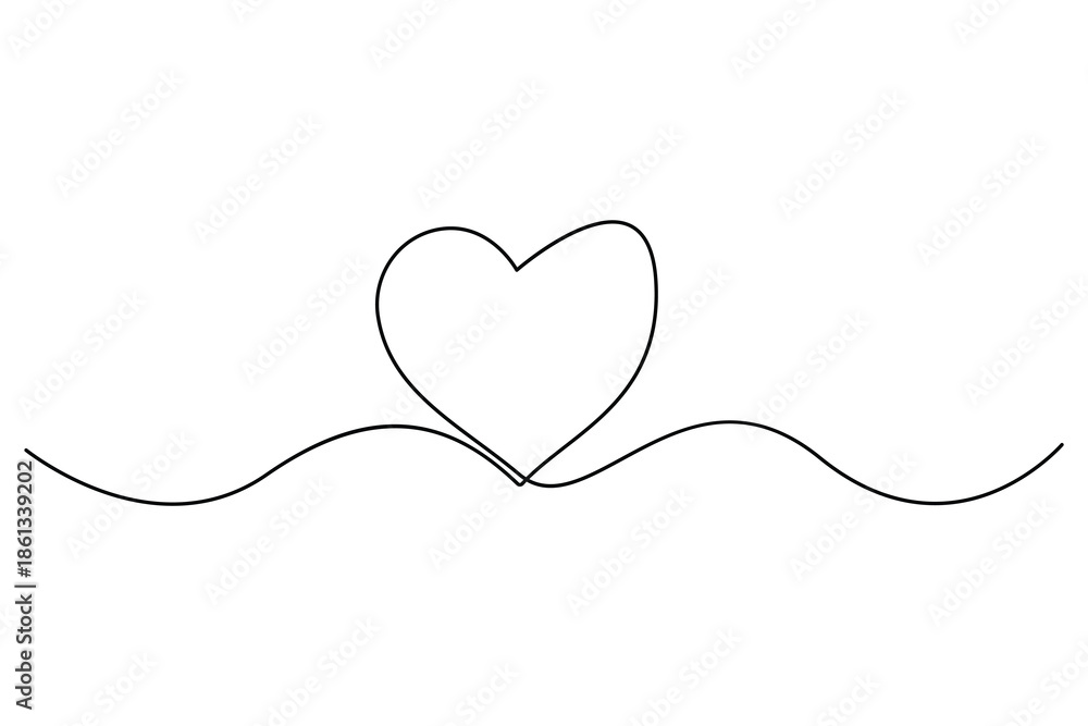 Fototapeta premium Continuous one line heart with heartbeat symbol for health concept 