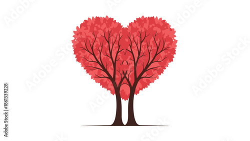 Heart shaped trees symbolizing love and connection in nature, Generative AI.