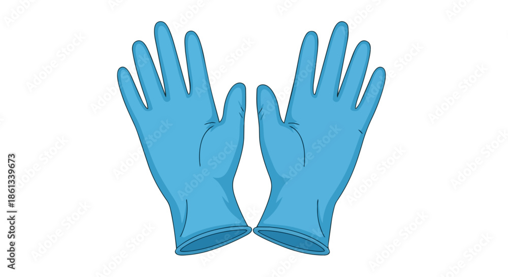 Fototapeta premium Essential protective blue disposable gloves for safety and hygiene an illustrative medical and cleaning accessory