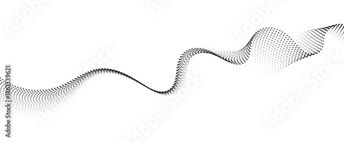 Flowing Dot Wave halftone gradient pattern on transparent background	
