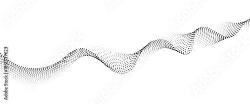 Flowing Dot Wave halftone gradient pattern on transparent background	
