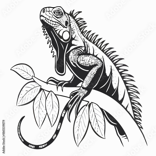 Cute iguana icon for  festival and carnival