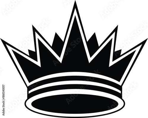 A black and white illustration of a crown icon