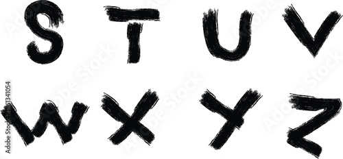 Hand draw letters s to z isolated on transparent background