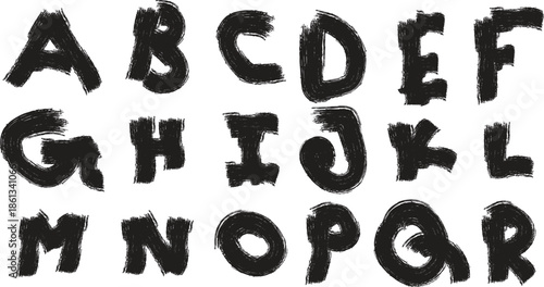 Hand draw alphabet letters isolated on transparent background