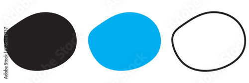  Hand Drawn Round Shape vector. Minimal abstract blob shapes in black, blue, and outline style, suitable for modern design, branding, backgrounds, and creative graphic compositions.
