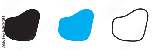  Hand Drawn Round Shape vector. Minimal abstract blob shapes in black, blue, and outline style, suitable for modern design, branding, backgrounds, and creative graphic compositions.
