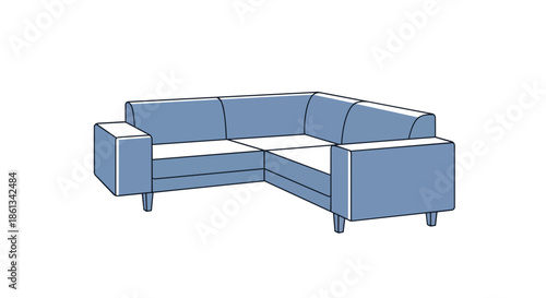 Modern L-shaped sectional sofa with sleek lines and comfortable seating design concept illustration