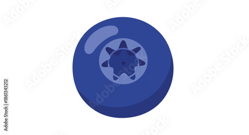 A visually appealing and crisp vector illustration of a single, plump blueberry, presented with its characteristic deep blue hue and distinct crown