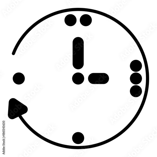 Minimalist line art clock icon with clean strokes, symbolizing timing, efficiency, and professional scheduling.