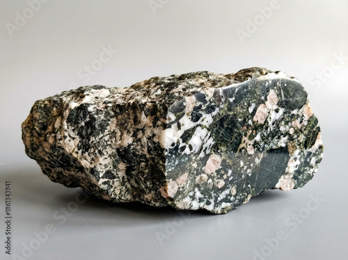 Coesite bearing metamorphic rock with visible eclogite facies mineral assemblage.