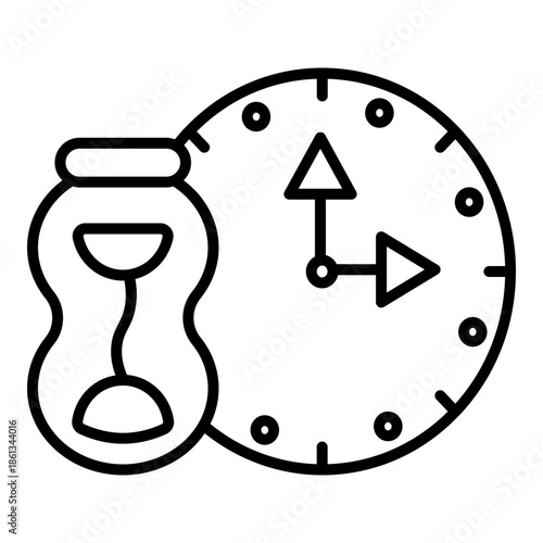 line icon oclok stylized dot markers and a rotating arrow. It symbolizes cyclical scheduling, time-based processes, and continuous planning.