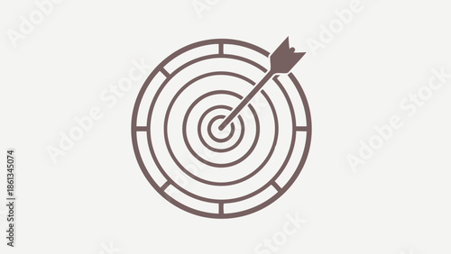 Monochromatic Target Icon with Arrow Hitting Bullseye, Symbolizing Focus and Precision in Bright Studio