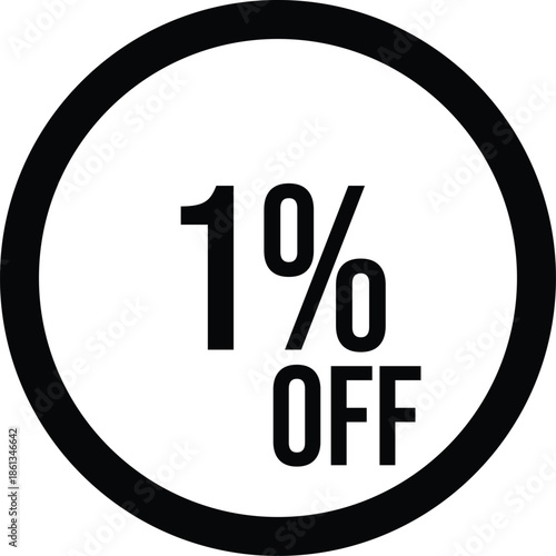 1% OFF Sale Discount Round Badge Icon Isolated on White