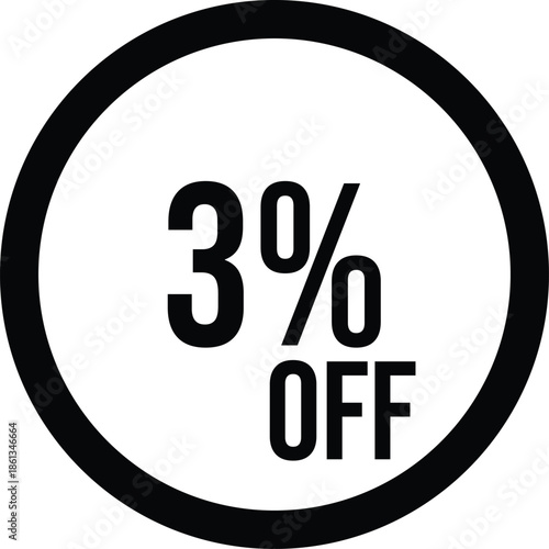 3% OFF Sale Discount Round Badge Icon Isolated on White