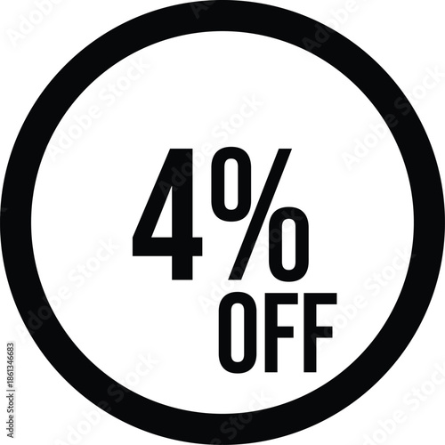 4% OFF Sale Discount Round Badge Icon Isolated on White