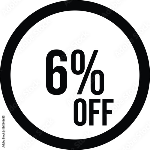 6% OFF Sale Discount Round Badge Icon Isolated on White