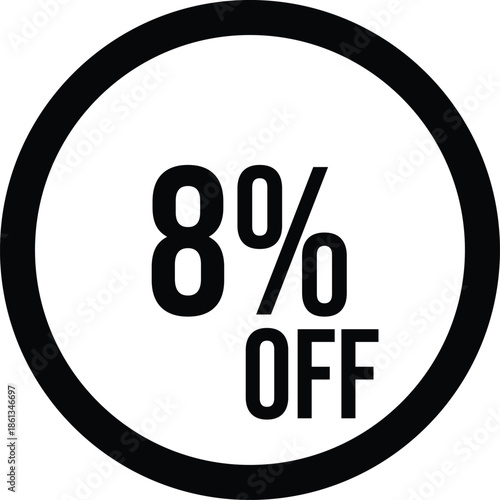 8% OFF Sale Discount Round Badge Icon Isolated on White