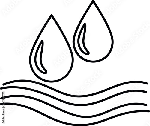 Two water drops over waves