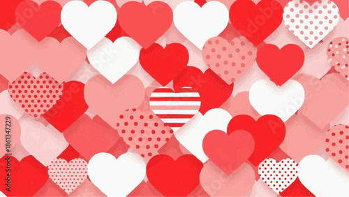 A vibrant collection of red, pink, and white hearts for Brazilian Carnaval celebrations