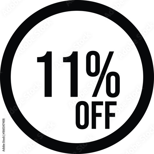 11% OFF Sale Discount Round Badge Icon Isolated on White