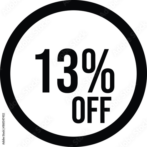 13% OFF Sale Discount Round Badge Icon Isolated on White