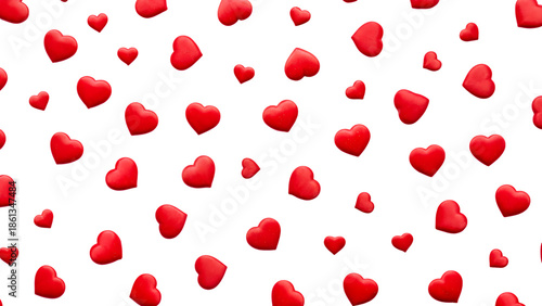 Red hearts scattered on checkered background