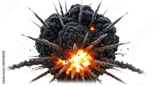 Explosion with smoke and fire