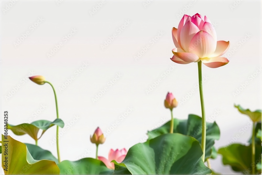 Obraz premium Minimalist Lotus Flower Background with Ample Whitespace
