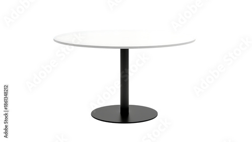 Modern Round White Table with Black Base