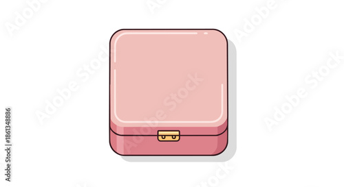 A minimalist illustration of a charming pink rectangular box with a golden clasp a perfect little storage container