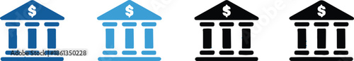 bank emblem set financial institution symbol with columns