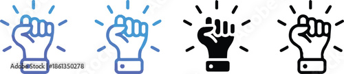 fist power badge collection solidarity sign gesture vector icon set art