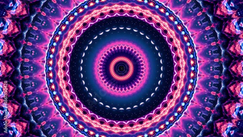 4K Colorful kaleidoscope background. Abstract multicolored motion graphics background for yoga specialist, astrology, art therapist, night club, music video.