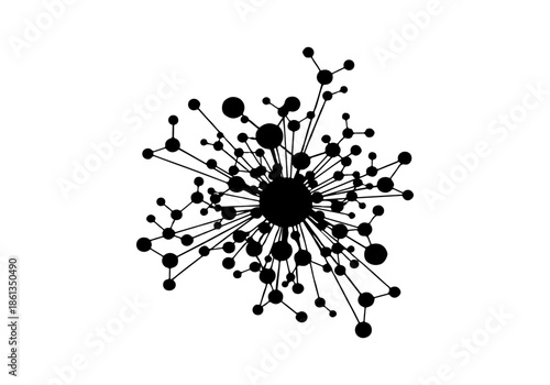 Dynamic abstract network illustration depicting interconnected nodes, complex data structures, and a central hub for global connectivity and digital information flow