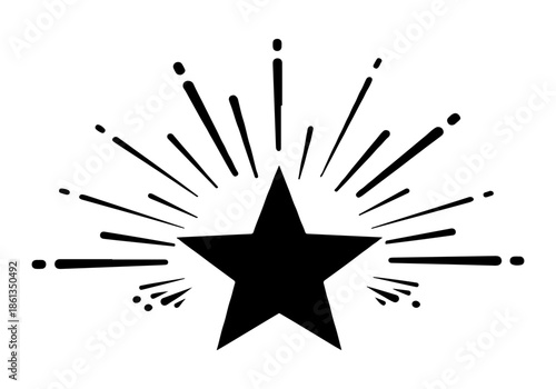 Dynamic Starburst Design Element with Radiant Lines, Symbolizing Achievement, Success, and Celebratory Moments in a Bold Graphic Style for Various Creative Applications