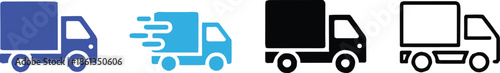 delivery truck icon set for express shipping and logistics vector