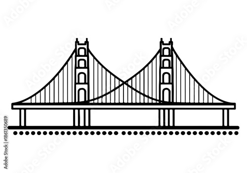 Elegant line art illustration of a prominent architectural structure, representing essential connection and engineering marvel; a versatile vector graphic for modern design projects
