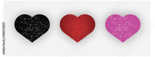 Three colored hearts