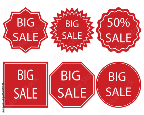 Big Sale and 50 Percent Off Round Badge Set