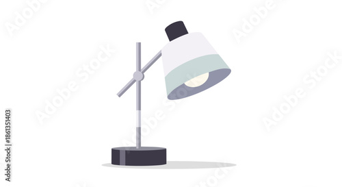 A modern desk lamp in a minimalist style with an adjustable arm and conical shade, providing soft, focused illumination for contemporary workspaces